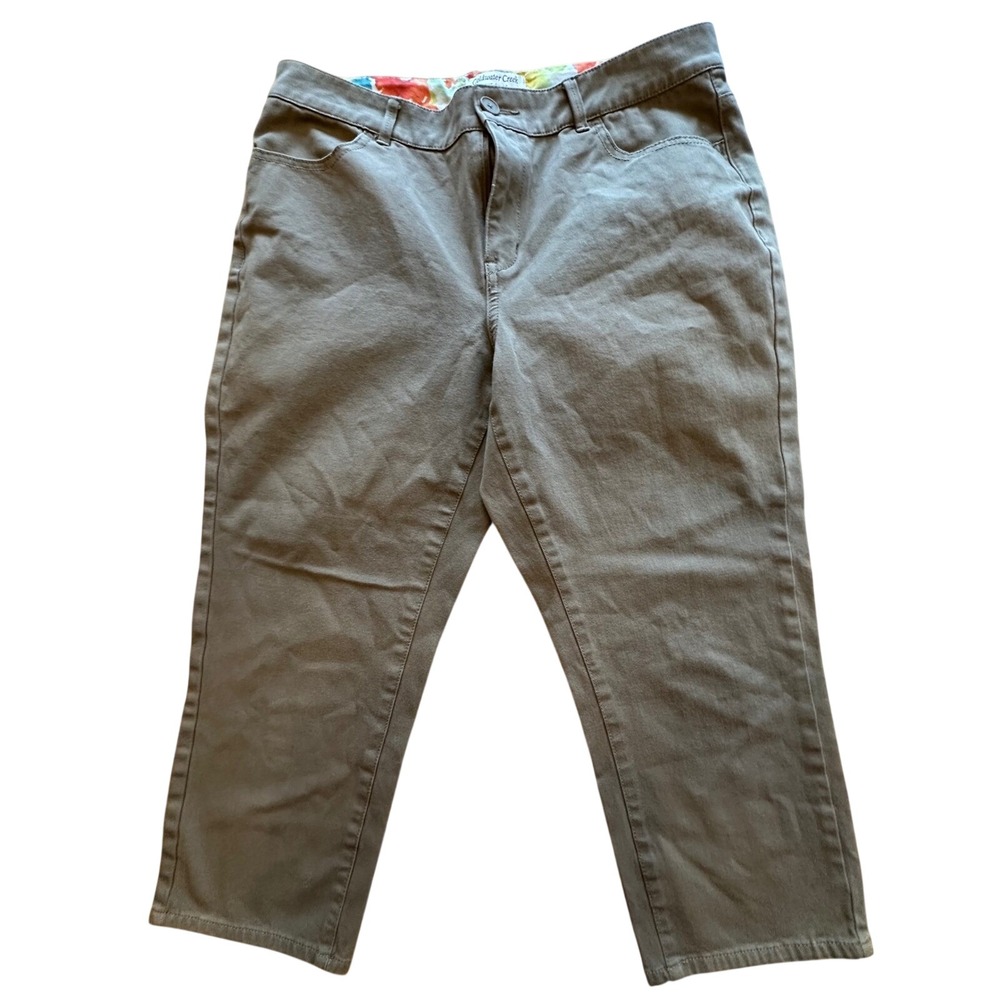 Coldwater Creek Natural Fit Cropped Pants Women's Size 10 Taupe‎ Floral Lined